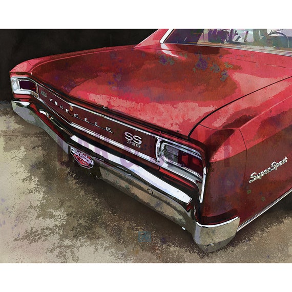 1966 Chevy Chevelle SS 396 Poster: Retro Red Hotrod Car Art - Etsy