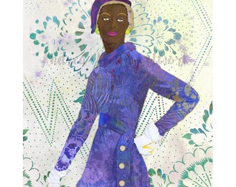 1950s Fashion Art Print#52 : Vintage Vogue Illustration, Retro Feminine Art