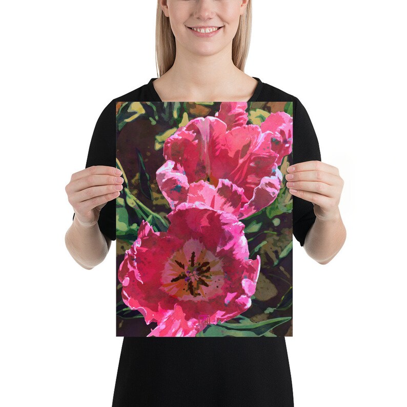 Tulip Flower Art Print #1 -two Pink Tulips Watercolor Floral Wall Art ...