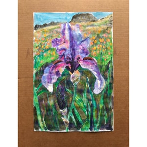 All About Irises #6 - 12x18 Jungle Shadows Historical Bearded Iris Watercolor Painting | Original Iris Portrait | Modern Floral Art