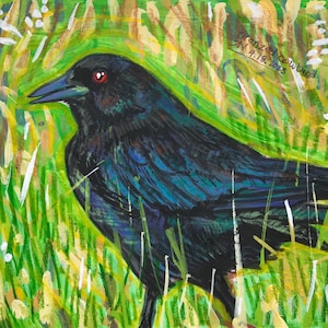 Bronzed Cowbird - Bird Art Watercolor Painting | Small Watercolor Paintings | Little Bird Paintings | Birds and Botanicals | Birds in Texas