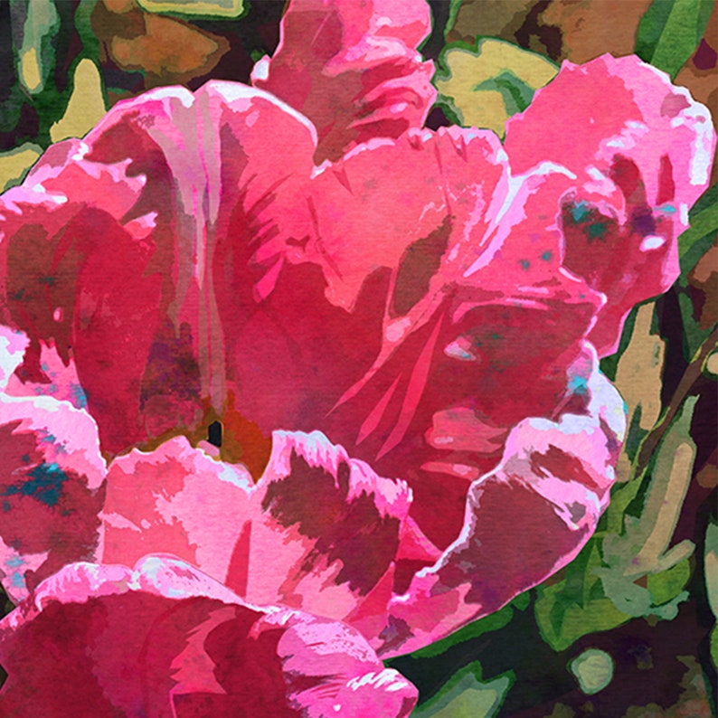 Tulip Flower Art Print #1 -two Pink Tulips Watercolor Floral Wall Art ...