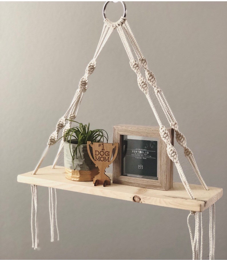Macrame Hanging Wall Shelf 4 stands Etsy