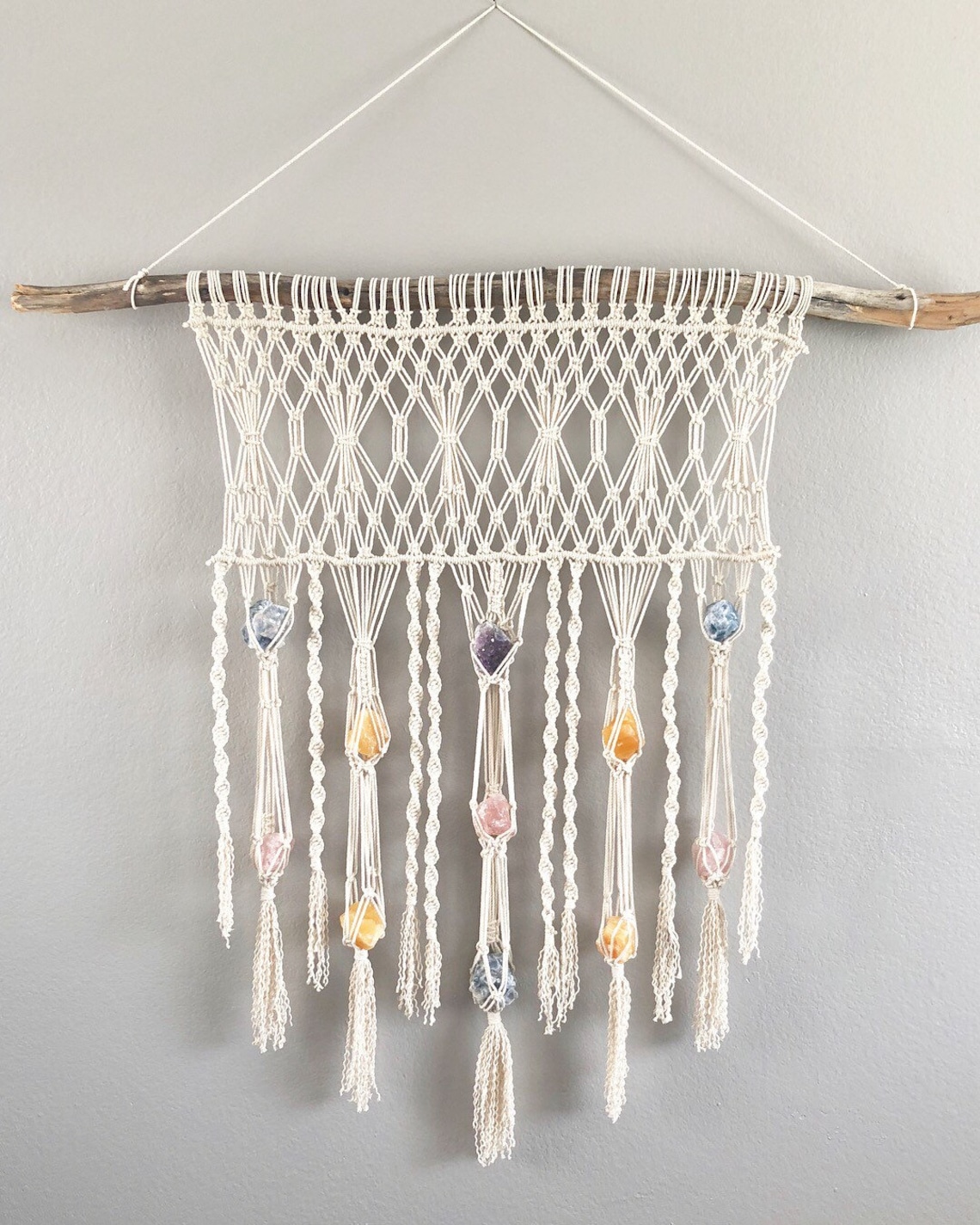 Large Macrame with Crystals Etsy