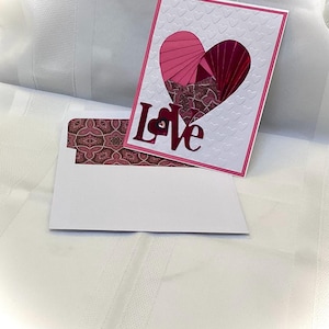 Luxurious Iris Fold Handmade Greeting Card. Dramatic Black with Metallic Pink. Birthday, Anniversary, Wedding. Special Someone! So Pretty!