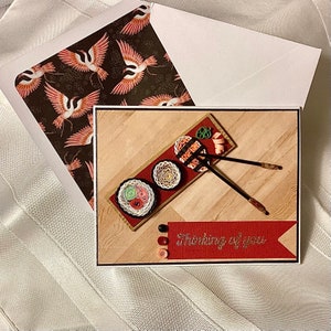 Handgemachte Luxus-Sushi-Handgemachte Karte für alle Anlässe mit abgestimmtem Umschlag - Bringen Sie ein Lächeln!