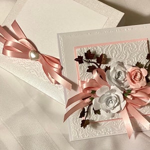Luxe Boxed 3 D Most All Occasions Card  “Keepsake Collection” - Wedding, Pearl White with Pink “Very Special Person.” Absolutely Beautiful!