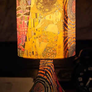 Klimt 'The Kiss' | Tall Touch Table Lamp | Abstract Art Decor | Decoupage Gift