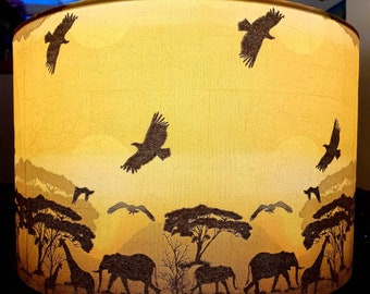 Pantalla de lámpara de elefante africano amarillo decoupage decoración del hogar regalo accesorios para el hogar hecho a mano