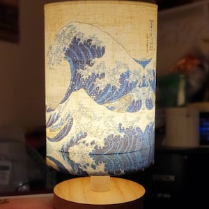 USB Wave Kanagawa from Hokusai Decoupage Table Lamp Japanese Design Home Decor Bedside Night Light Gift