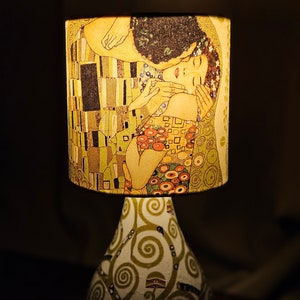 Klimt The Kiss V | Tree of Life | Collage Decoupage | Small Teardrop Table Lamp | Home Decor | Bedside Night Light | Gift