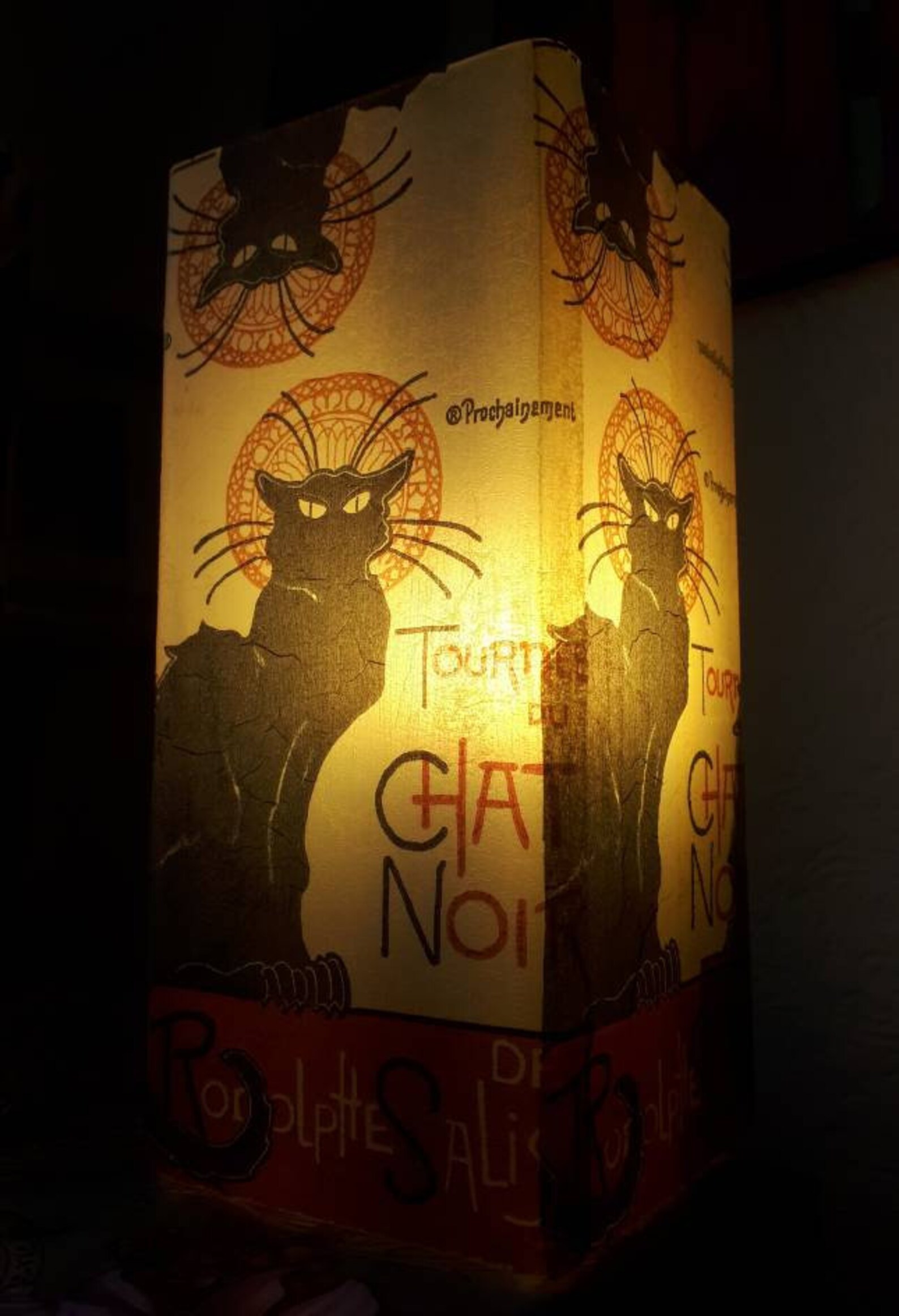 Decorated Decoupaged Frosted Glass Chat Noir Black Cat Table Etsy