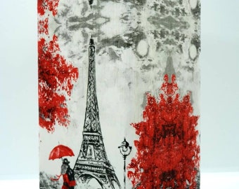 Lámpara de la Torre Eiffel de París: Lámpara de mesa con decoupage de vidrio esmerilado