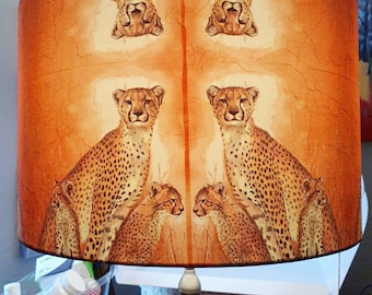 Africa Animal Orange Nature Table Ceiling Lampshade Decoupaged Night Light Gift Home & Living Accessories Art Decor Handmade