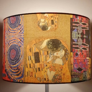 Klimt Nr.I. Drum Decoupage Lampshade The Kiss Gold Design Night Light Handmade Home Decor Table Lampshade Ceiling Shade Gift