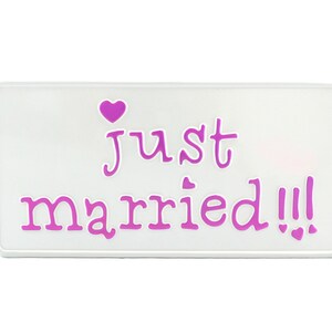 Just Married US USA Tablica rejestracyjna z wytłoczonym aluminium Wyprodukowano w Niemczech Ekspresowa wysyłka