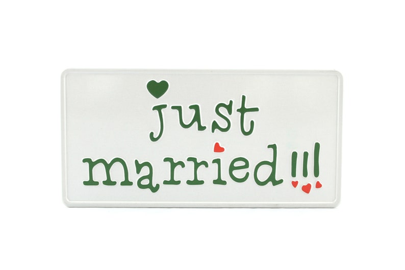 Just Married US USA License Plate Number Plate Embossed Alu Made in Germany Express Shipping