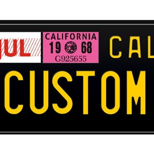 Placa de matrícula de motocicleta de California Motor, personalizada, en relieve de aluminio, fabricada en Alemania, con envío exprés y pegatinas con fecha.