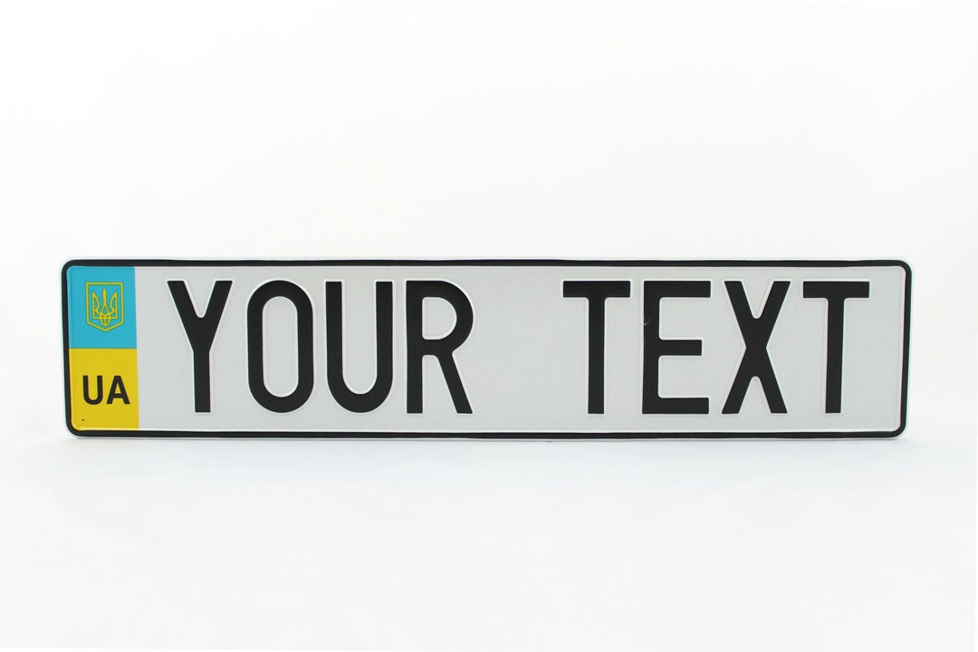 Ukraine UA Euro European License Plate Custom Number Plate Embossed Customizable Alu Made in