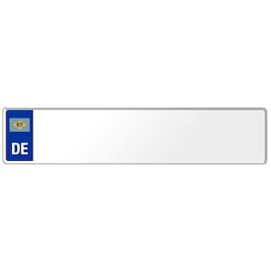 Delaware DE Euro European License Plate Custom Number Plate Embossed Customizable Alu Made in Germany