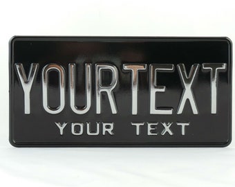 US USA License Plate Customizable Number Plate Embossed Custom Personalized Alu Made in Germany Express Shipping Text in two lines