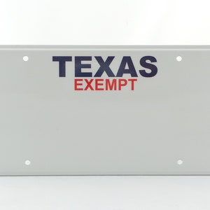 Texas Exempt State US USA License Plate Custom Number Plate Embossed Customizable Alu Made in Germany Express Shipping