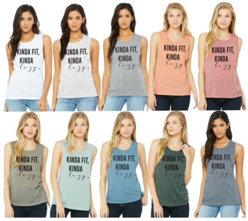 Kinda Fit Kinda Lazygraphic tankgym tankfitnessBella Scoopneck Muscle