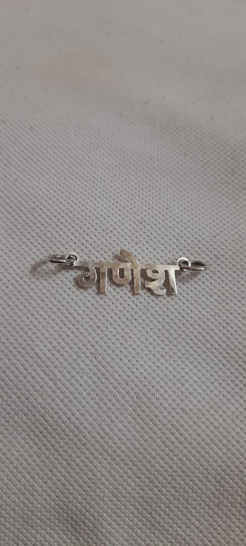 Handmade Pendant 92.5 Sterling Silver Pendant Ganesha Pendant Hindi Letters Pendant Hindu Prosperity God Ganesha Hindi Letters Pendant