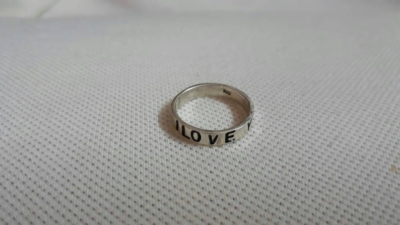 Handmade Ring 92.5 Sterling Silver Ring 5 14 US Size Ring I LOVE YOU Ring Valentine Gift Ring Engagement Ring Love Symbole Artisan Ring