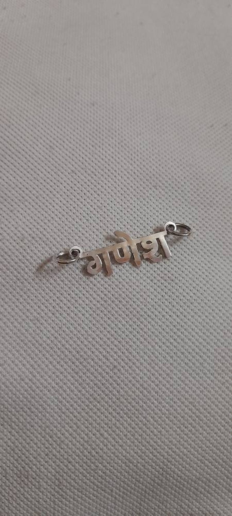 Handmade Pendant 92.5 Sterling Silver Pendant Ganesha Pendant Hindi Letters Pendant Hindu Prosperity God Ganesha Hindi Letters Pendant