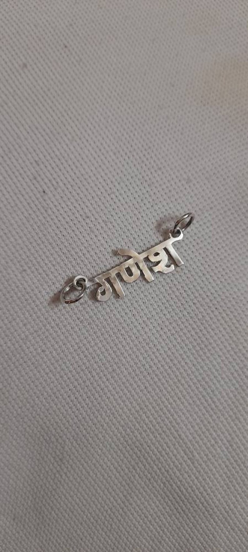 Handmade Pendant 92.5 Sterling Silver Pendant Ganesha Pendant Hindi Letters Pendant Hindu Prosperity God Ganesha Hindi Letters Pendant