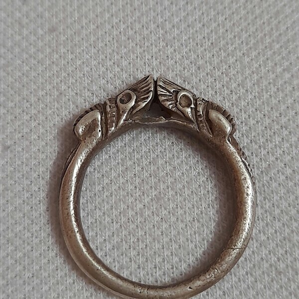 Vintage 2000s Ring Handmade Ring High Grade Old Solid Silver Ring Rajasthan Tribal Ring Banjara Ring USA 9 No. Size Ring Rare Old Makra Ring