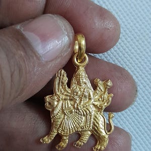 Handmade Pendant 800 Sterling Silver Pendant Goddess Pendant Maa Durga Pendant Gold Overlay Pendant Rajasthan Tribal Divine Mother Pendant