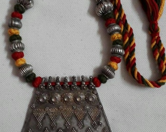 Vintage 1980s Necklace Handmade Pendant High Grade Old Silver Pendant Rajasthan Tribal Banjara Pendant Rare Old Pendant Artisan Necklace