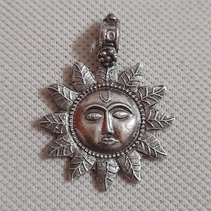 Handmade Pendant 92.5 Sterling Silver Pendant The Sun Pendant Surya Narayan Pendant Bhaskar Pendant Hand Crafted Pendant Rajasthan Pendant