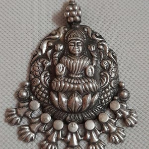 Handmade Pendant 92.5 Sterling Silver Pendant Goddess Maa Lakshmi Pendant Devi Maa Kamla Pendant Divine Mother Pendant Mahavidhya Pendant
