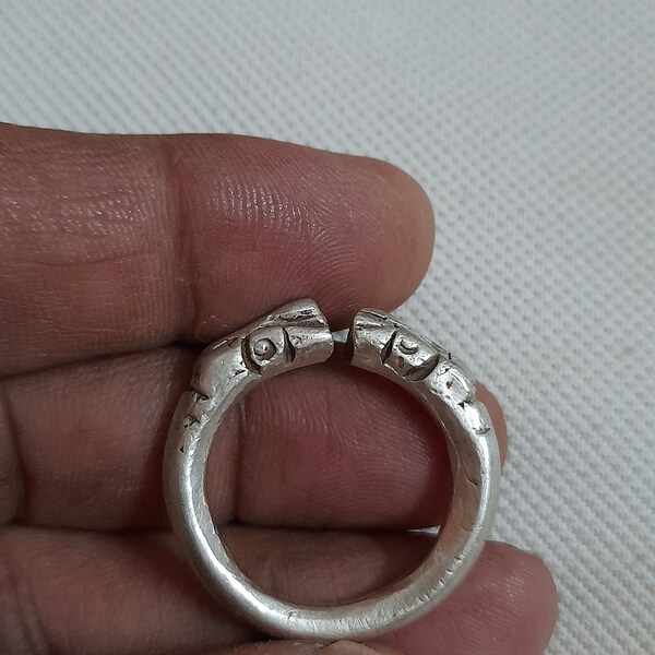 Vintage 2000s Ring Handmade Ring High Grade Old Silver Ring Rajasthan Tribal Ring Banjara Ring Animal Ring Rare Real Old USA 9 1/2 Size Ring