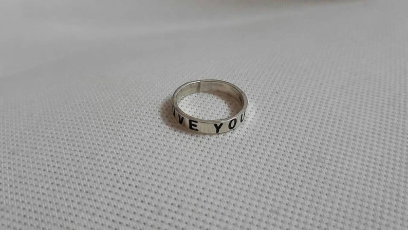 Handmade Ring 92.5 Sterling Silver Ring 5 14 US Size Ring I LOVE YOU Ring Valentine Gift Ring Engagement Ring Love Symbole Artisan Ring