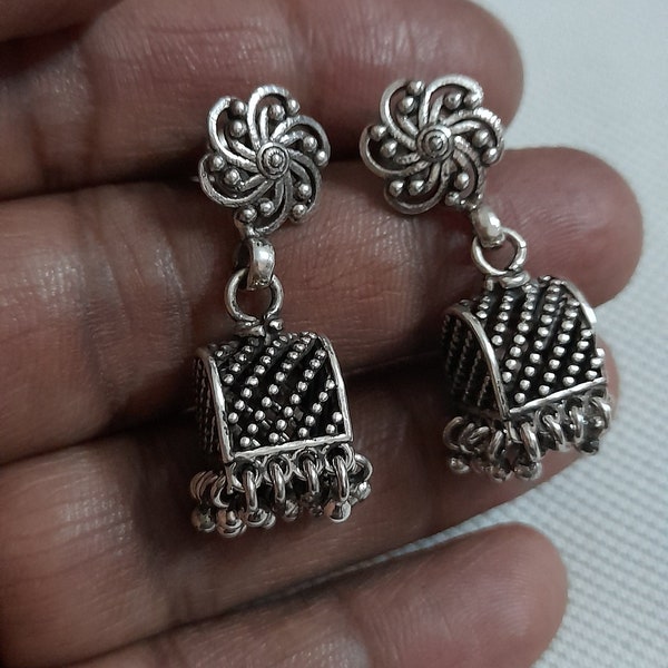 Handmade Earrings 92.5 Sterling Silver Earrings Rajasthan Tribal Earrings Chandelier Earrings Jhumki Earrings Oxidized Earrings Stud Earring