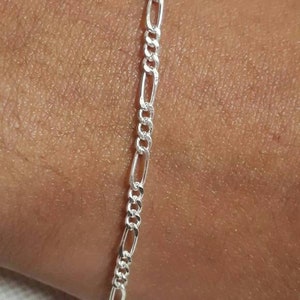 Handmade Bracelet 92.5 Sterling Silver Bracelet 2 mm. Figaro Chain Bracelet Rajasthan Faishon Jewelery Bracelet 7.6 inches Longer Bracelet