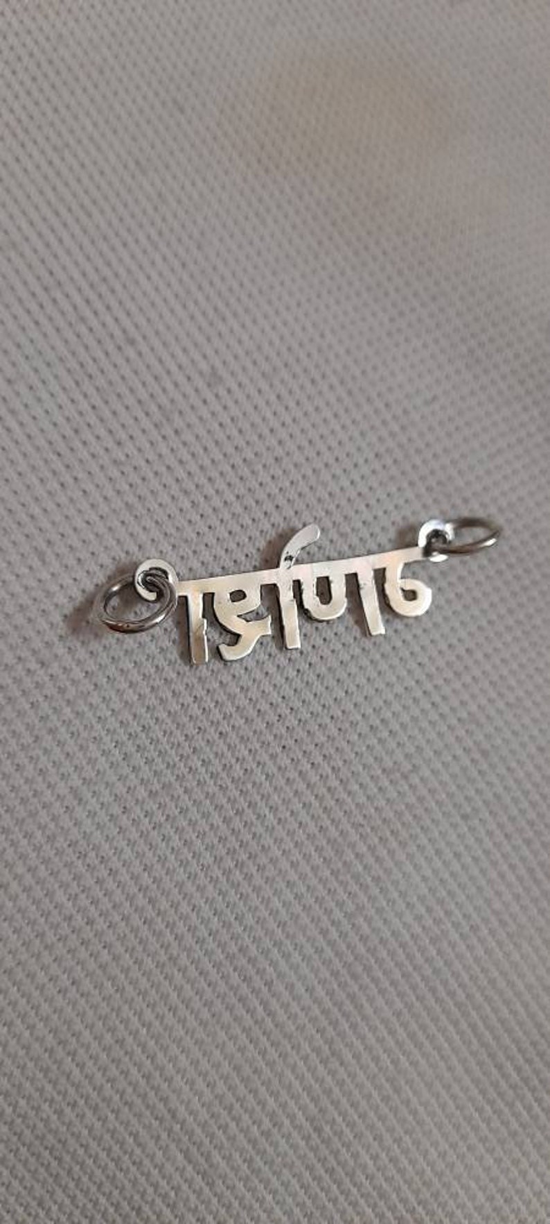 Handmade Pendant 92.5 Sterling Silver Pendant Ganesha Pendant Hindi Letters Pendant Hindu Prosperity God Ganesha Hindi Letters Pendant