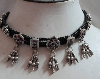 Vintage 1980s Necklace Handmade Necklace Rare Real Old Necklace High Grade Old Silver Necklace Rajasthan Tribal Banjara Kanthi Old Necklace