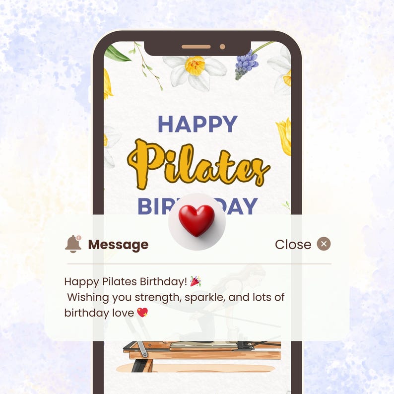Pilates Reformer Birthday Card, Pilates Gift for Instructor or Mentor, Pilates Teacher Gift, Reformer Pilates Card PDF