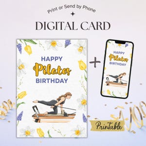 Pilates Reformer Birthday Card, Pilates Gift for Instructor or Mentor, Pilates Teacher Gift, Reformer Pilates Card PDF