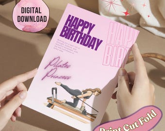 Pilates Reformer Birthday Card, Pilates Gift for Instructor or Mentor, Pilates Teacher Gift, Reformer Pilates Card PDF