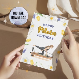Pilates Reformer Birthday Card, Pilates Gift for Instructor or Mentor, Pilates Teacher Gift, Reformer Pilates Card PDF