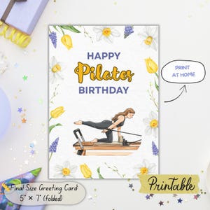 Pilates Reformer Birthday Card, Pilates Gift for Instructor or Mentor, Pilates Teacher Gift, Reformer Pilates Card PDF
