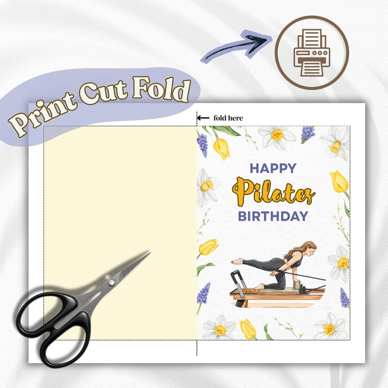 Pilates Reformer Birthday Card, Pilates Gift for Instructor or Mentor, Pilates Teacher Gift, Reformer Pilates Card PDF