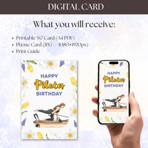 Pilates Reformer Birthday Card, Pilates Gift for Instructor or Mentor, Pilates Teacher Gift, Reformer Pilates Card PDF