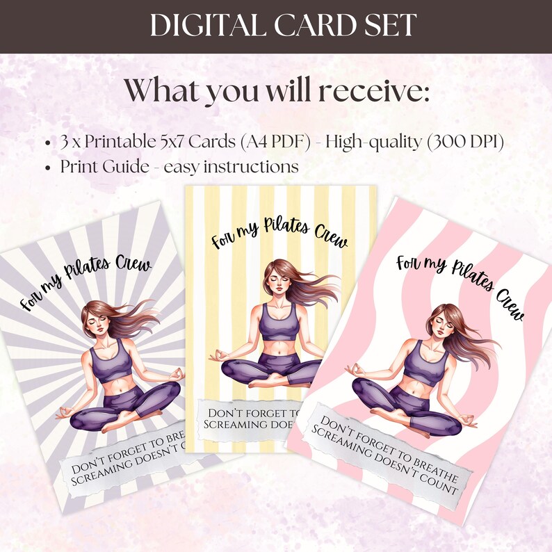 Pilates Crew Greeting Card Set – Reformer Pilates Gratitude Card Pack – Pilates Class Gift Idea – Pilates Studio Greeting Card Bundle
